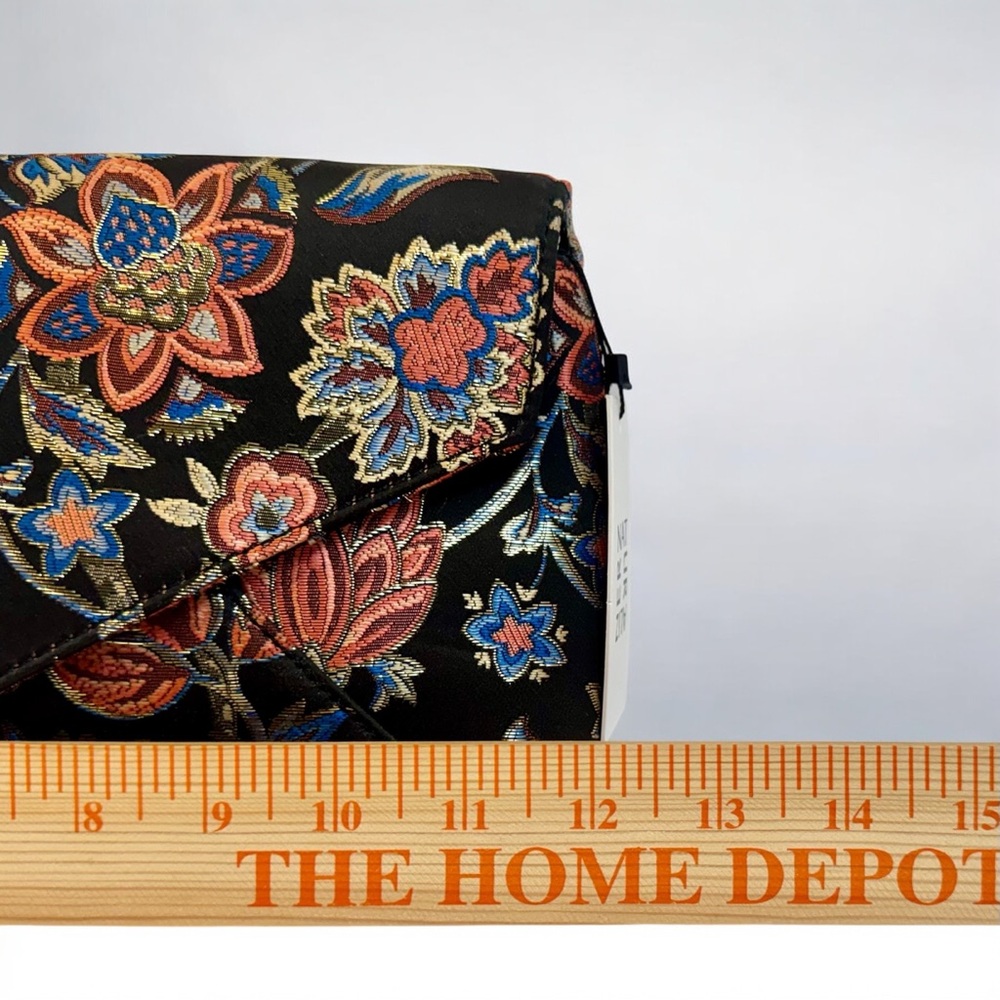 NATURALIZER Embroidered Clutch Purse Black Gold Floral w/ Chain Evening NWT - Picture 12 of 14